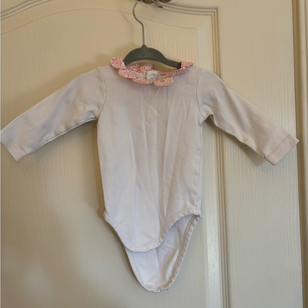 Jacadi Light Pink Long-Sleeved Bodysuit with Floral Collar